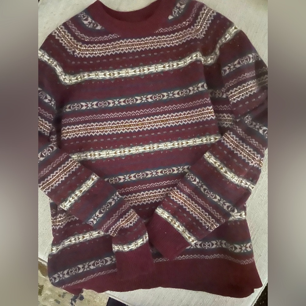 H&M grandpa vintage style sweater EUC red/blue fair isle